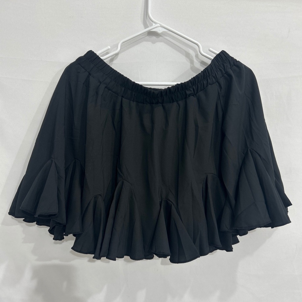 Avidlove Black Ruffle Mini Skirt Elastic Waist Flared Lingerie Costume XL